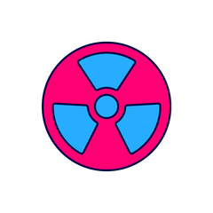 Filled outline Radioactive icon isolated on white background. Radioactive toxic symbol. Radiation Hazard sign. Vector