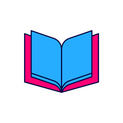 Filled outline Open book icon isolated on white background. Vector