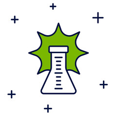 Filled outline Chemical experiment, explosion in the flask icon isolated on white background. Chemical explosion in a test tube. Vector