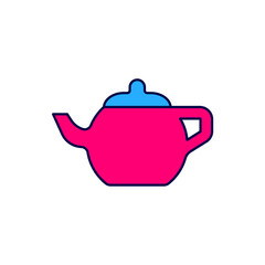 Filled outline Traditional Chinese tea ceremony icon isolated on white background. Teapot with cup. Vector