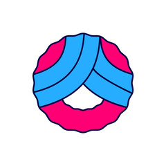 Filled outline Memorial wreath icon isolated on white background. Funeral ceremony. Vector