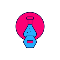 Filled outline Test tube and flask chemical laboratory test icon isolated on white background. Laboratory glassware sign. Vector