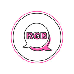 Filled outline Speech bubble with RGB and CMYK color mixing icon isolated on white background. Vector