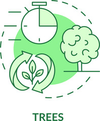 Trees green concept icon. Wood residues abstract idea thin line illustration. Agricultural residue. Isolated outline drawing