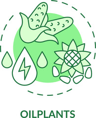 Oilplants green concept icon. Reducing reliance on fossil fuels abstract idea thin line illustration. Isolated outline drawing