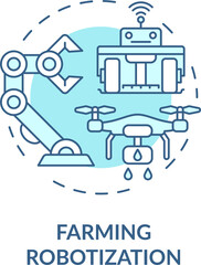 Farming robotization turquoise concept icon. Farm automation practices abstract idea thin line illustration. Isolated outline drawing