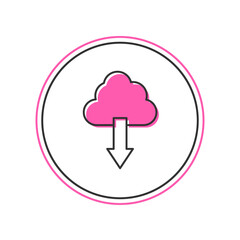 Filled outline Cloud download icon isolated on white background. Vector