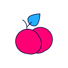 Filled outline Mango fruit icon isolated on white background. Vector