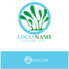Fototapeta premium Seaweed vector logo icon illustration design.includes seafood,natural products,florist,ecology,wellness,spa.