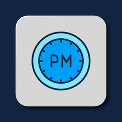 Filled outline Day time icon isolated on blue background. Time symbol. Vector