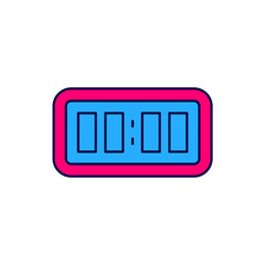 Filled outline Digital alarm clock icon isolated on white background. Electronic watch alarm clock. Time icon. Vector