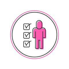 Filled outline Resume icon isolated on white background. CV application. Searching professional staff. Analyzing personnel resume. Vector