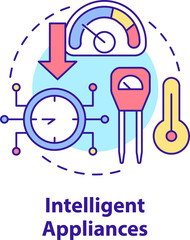 Fototapeta premium Intelligent appliances concept icon. Smart grid components abstract idea thin line illustration. Isolated outline drawing