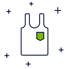 Filled outline Sleeveless T-shirt icon isolated on white background. Vector