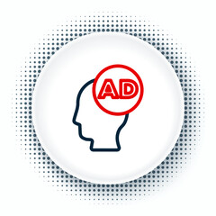 Line Advertising icon isolated on white background. Concept of marketing and promotion process. Responsive ads. Social media advertising. Colorful outline concept. Vector