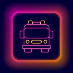 Glowing neon line Telephone with emergency call 911 icon isolated on black background. Police, ambulance, fire department, call, phone. Colorful outline concept. Vector