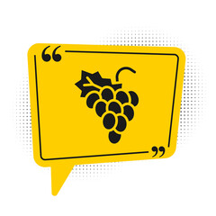 Black Grape fruit icon isolated on white background. Yellow speech bubble symbol. Vector