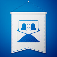 Blue Project team base icon isolated on blue background. Business analysis and planning, consulting, team work, project management. Developers. White pennant template. Vector