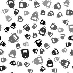 Black School backpack icon isolated seamless pattern on white background. Vector