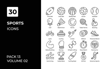 Sports icons collection. Set vector line with elements for mobile concepts and web apps. Collection modern icons.