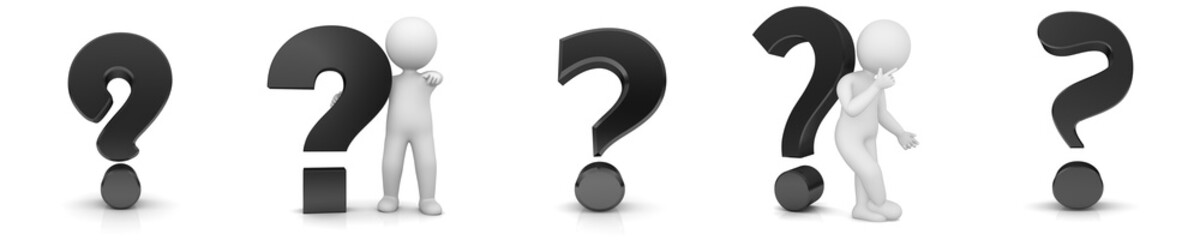 Black question marks 3d