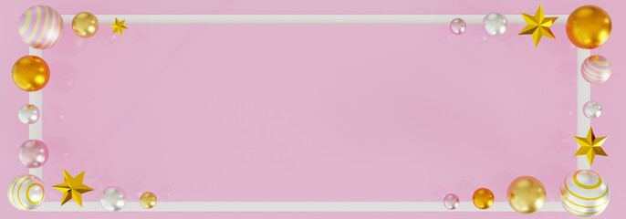 クリスマス飾りの背景フレーム（3DCG）