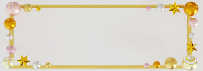 クリスマス飾りの背景フレーム（3DCG）