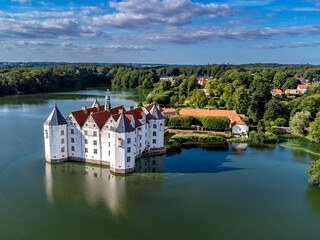 Gluecksburg Castle on the Flensburg Fjord from the air