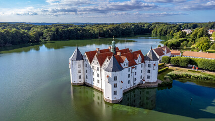 Gluecksburg Castle on the Flensburg Fjord from the air