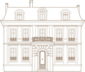 Brown drawing of an old building