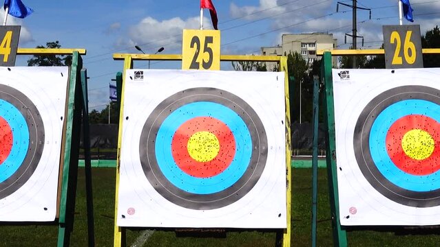 Targets for archery. Shooting in the summer.