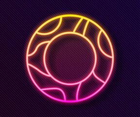 Glowing neon line Rubber swimming ring icon isolated on black background. Life saving floating lifebuoy for beach, rescue belt for saving people. Vector
