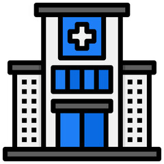 Hospital Building filled line color icon. Can be used for digital product, presentation, print design and more.