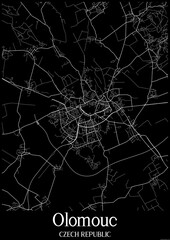 Black and White city map poster of Olomouc Czech Republic.