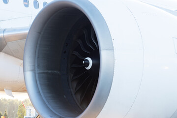 airplane turbine with propeller close-up