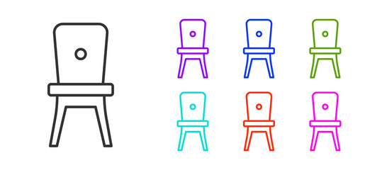 Black line Chair icon isolated on white background. Set icons colorful. Vector