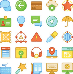 Web Design and Development Colored Vector Icons 