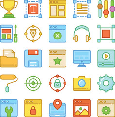 Web Design and Development Colored Vector Icons 