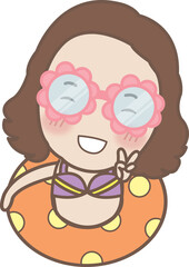 cartoon cute girl at sea