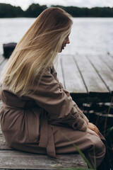 Close up outdoor portrait of young blondie beauty woman. Natural beauty girl