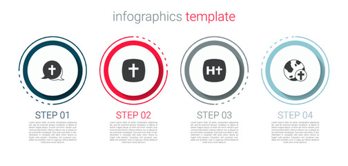 Set Christian cross, and with globe. Business infographic template. Vector