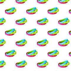Peace sign bracelets. Seamless pattern on white.