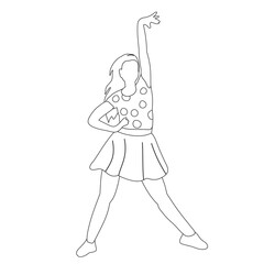 woman dancing sketch ,contour isolated