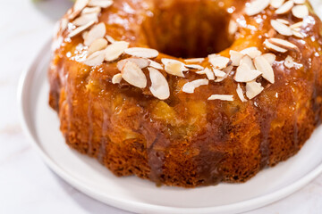 Apple bundt cake with caramel glaze