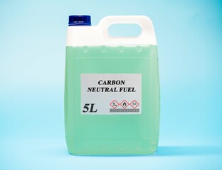 Biofuel in chemical lab in glass bottle Carbon Neutral fuel