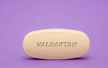 Obraz na płótnie Canvas Valsartan Pharmaceutical medicine pills tablet Copy space. Medical concepts.