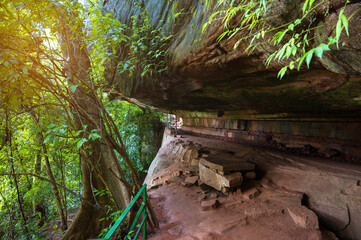 Tourist route at the Nakee Cave come up to pay homage to the blessings of the serpent, in Phu Lanka National, Thailand.