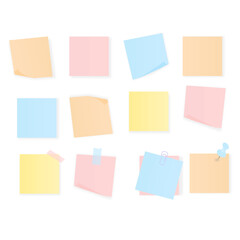 Set of realistic stickers, notebook labels. Vector illustration.