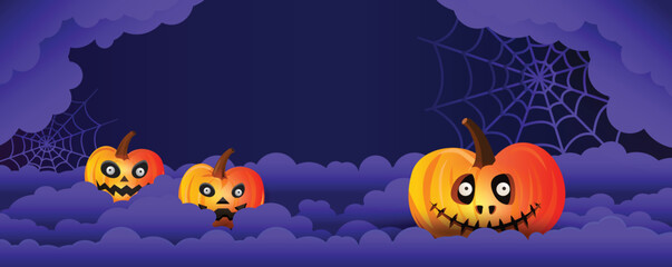 Happy Halloween, Halloween pumpkin, Holiday lettering for banner, Vector illustration.