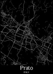 Black and White city map poster of Prato Italy.